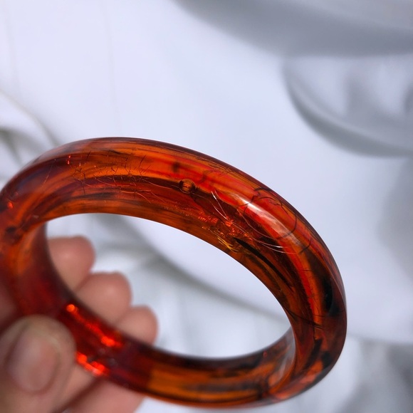 Vtg Amber Lucite Bangle - Picture 3 of 8